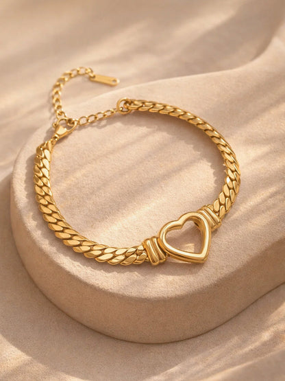 Demi Fine 18K Gold Plated Stainless steel Open Heart Chain Bracelet
