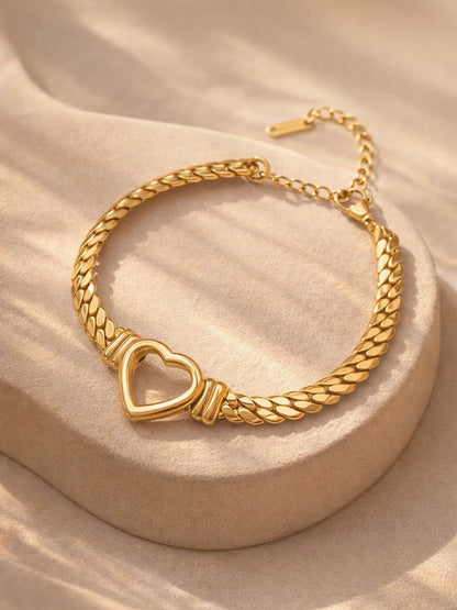 Demi Fine 18K Gold Plated Stainless steel Open Heart Chain Bracelet
