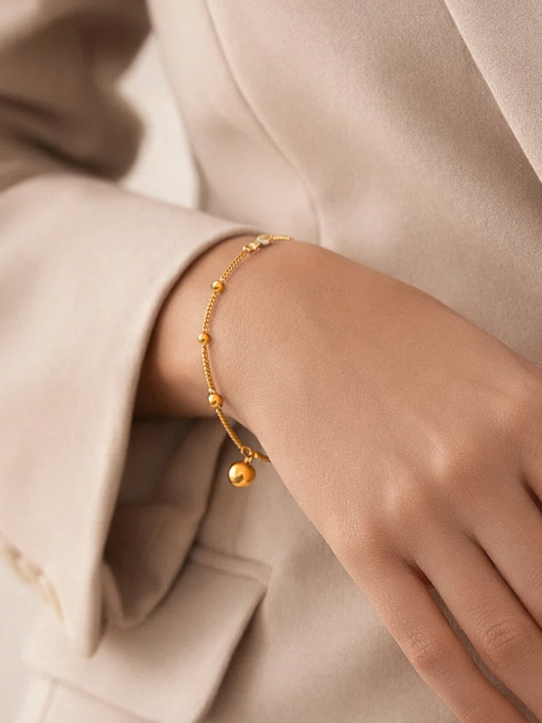 Demi Fine 18K Gold Plated Stainless steel Dual Chain Disc Charm Bracelet