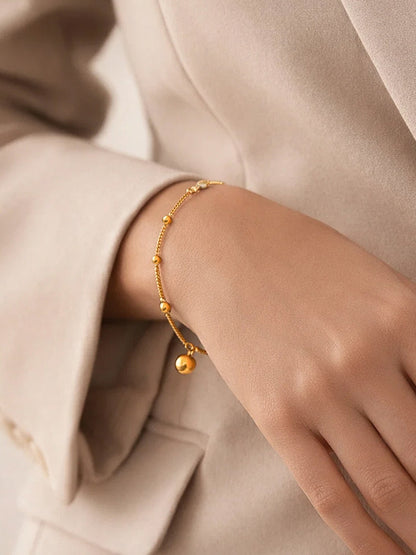 Demi Fine 18K Gold Plated Stainless steel Dual Chain Disc Charm Bracelet