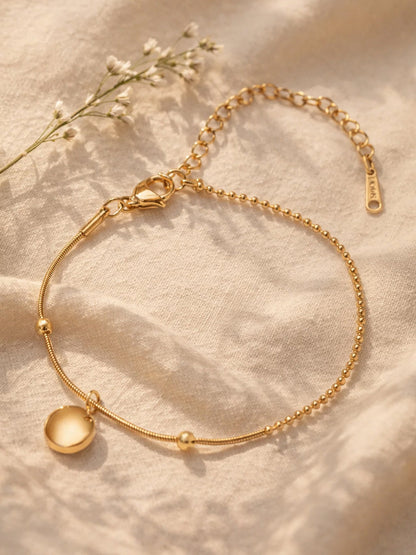 Demi Fine 18K Gold Plated Stainless steel Dual Chain Disc Charm Bracelet