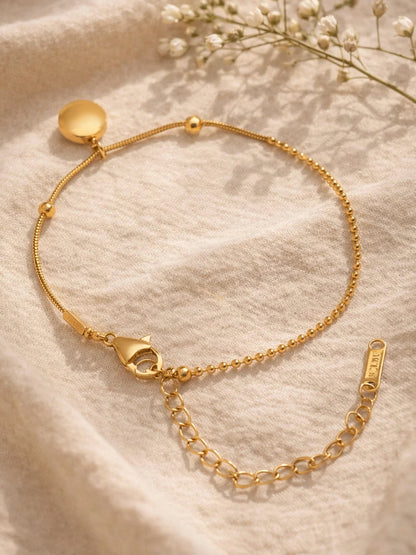 Demi Fine 18K Gold Plated Stainless steel Dual Chain Disc Charm Bracelet