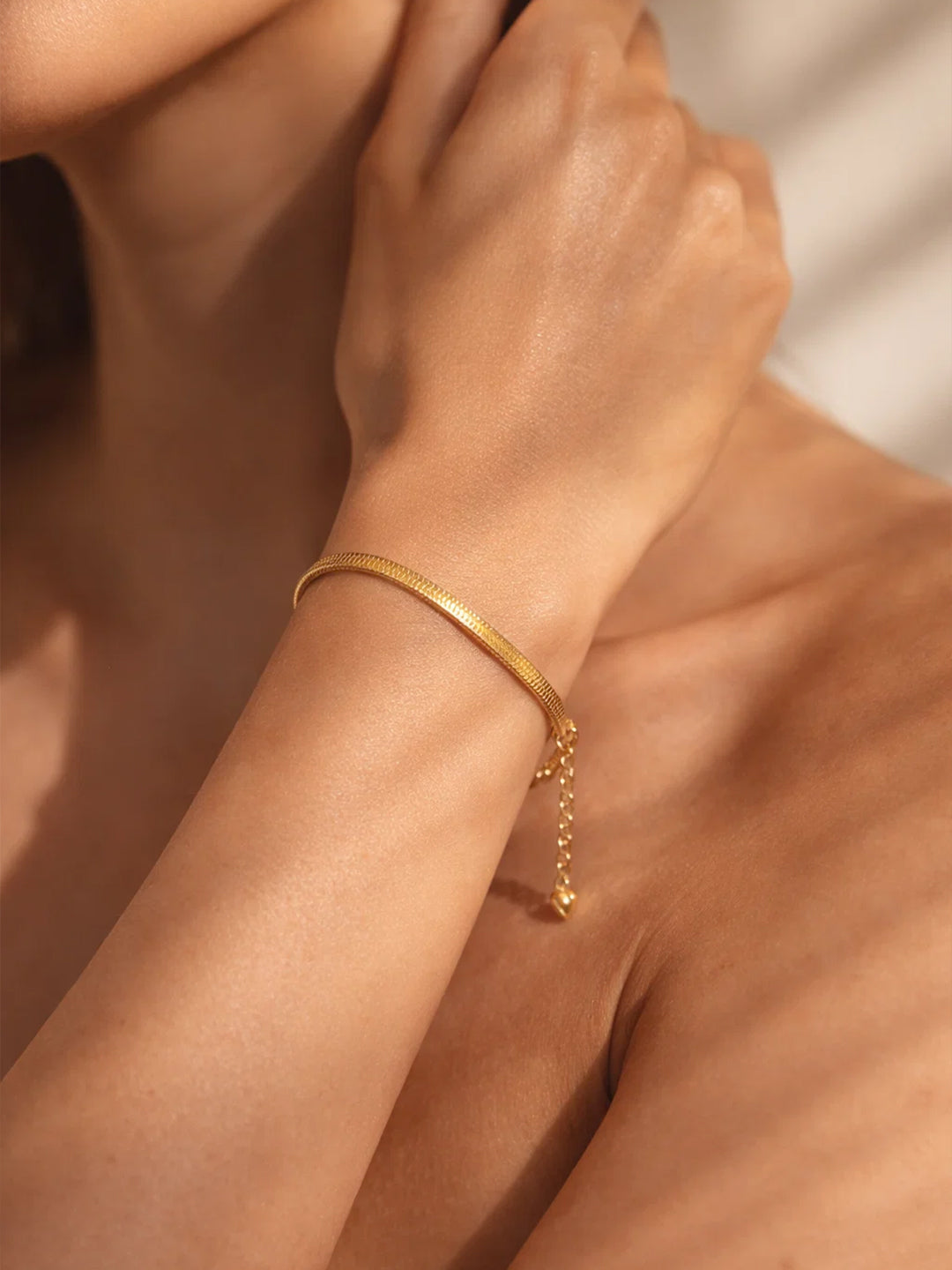 Demi Fine 18K Gold Plated Stainless steel Minimal Snake Chain Bracelet