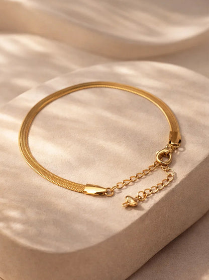 Demi Fine 18K Gold Plated Stainless steel Minimal Snake Chain Bracelet