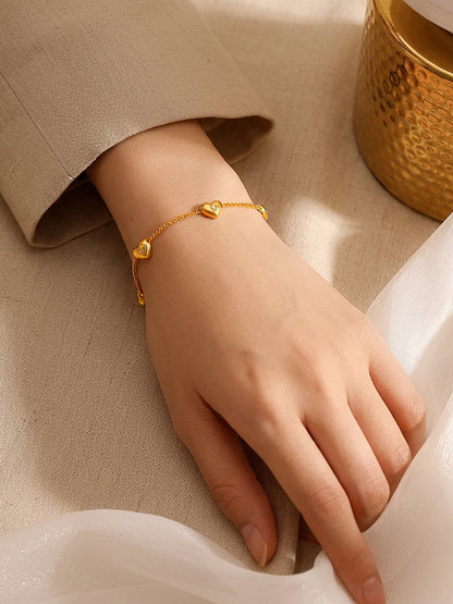 Demi Fine 18K Gold Plated Stainless steel Multi Heart Charm Bracelet