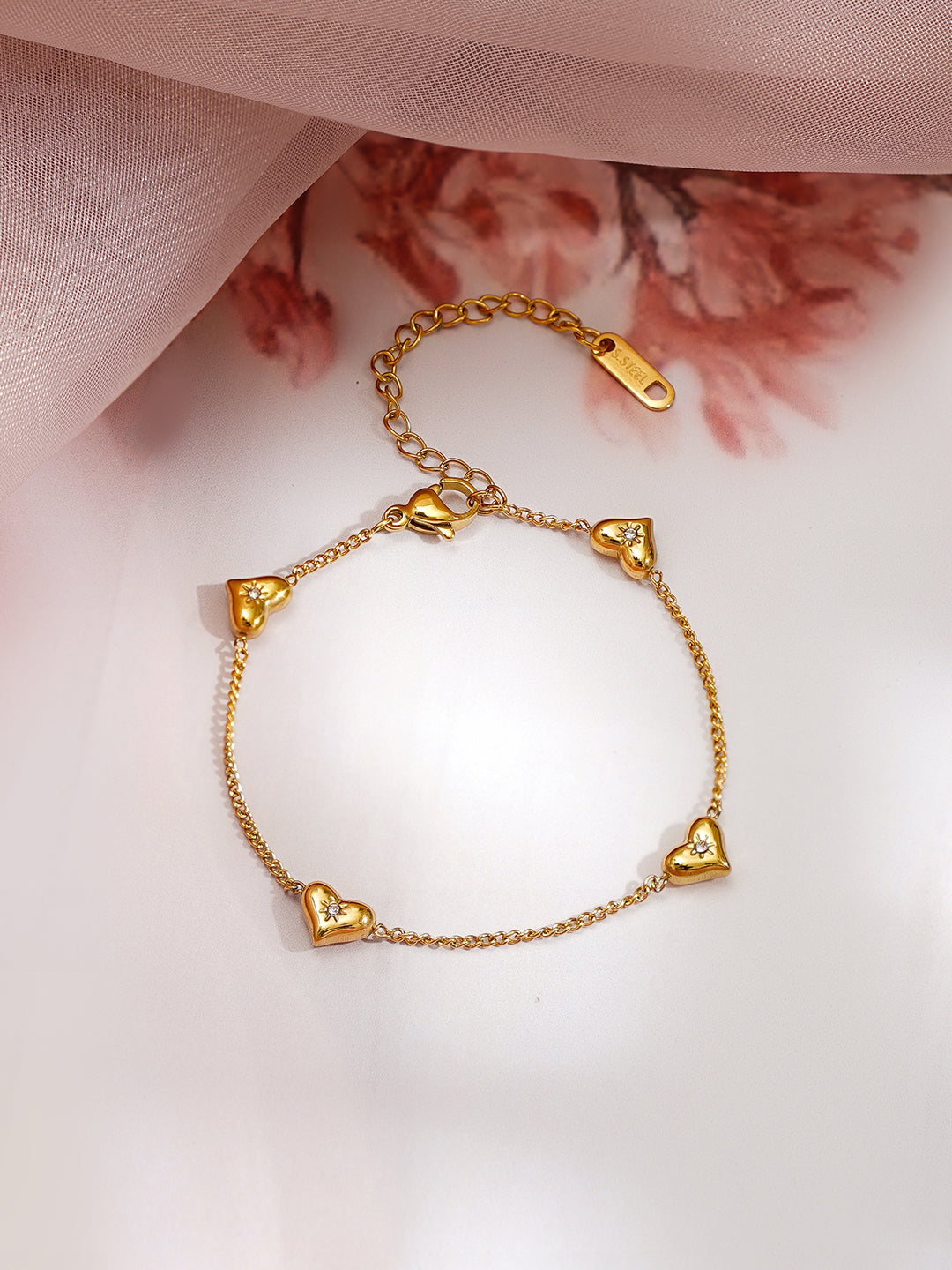 Demi Fine 18K Gold Plated Stainless steel Multi Heart Charm Bracelet