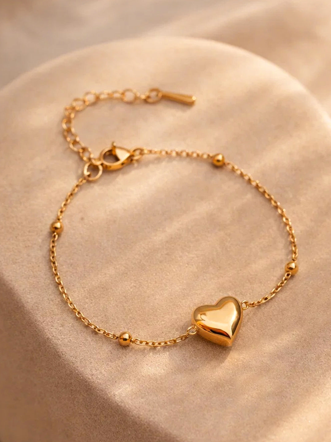 Demi Fine 18K Gold Plated Stainless steel Minimal Heart Chain Bracelet