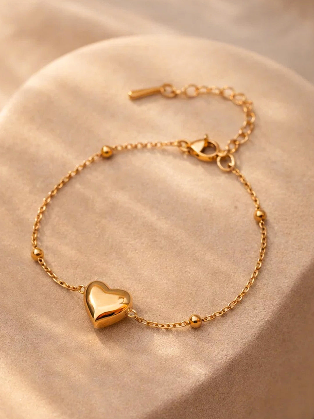 Demi Fine 18K Gold Plated Stainless steel Minimal Heart Chain Bracelet