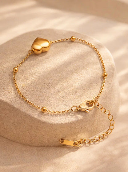 Demi Fine 18K Gold Plated Stainless steel Minimal Heart Chain Bracelet