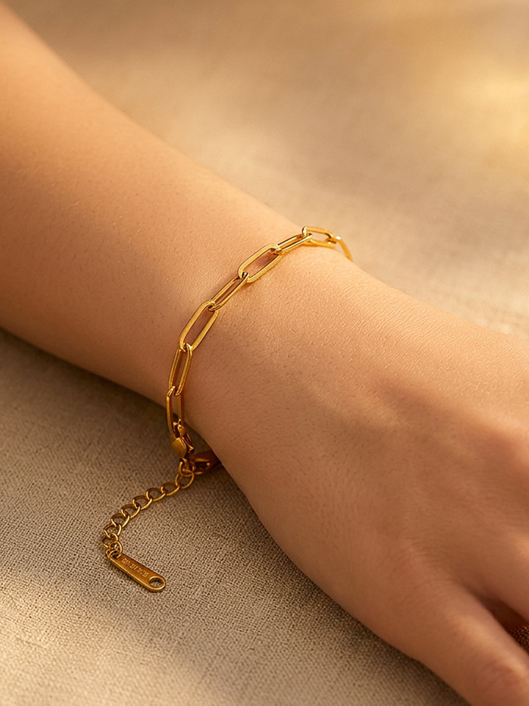 Demi Fine 18K Gold Plated Stainless steel Paperclip Link Chain Bracelet