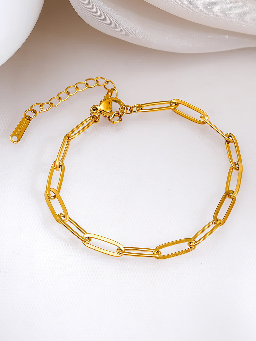 Demi Fine 18K Gold Plated Stainless steel Paperclip Link Chain Bracelet