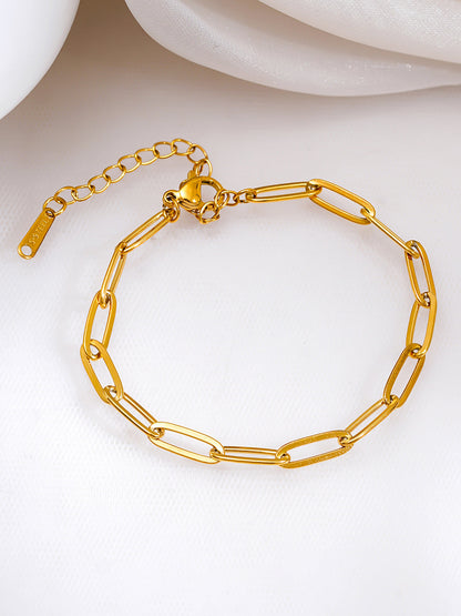 Demi Fine 18K Gold Plated Stainless steel Paperclip Link Chain Bracelet