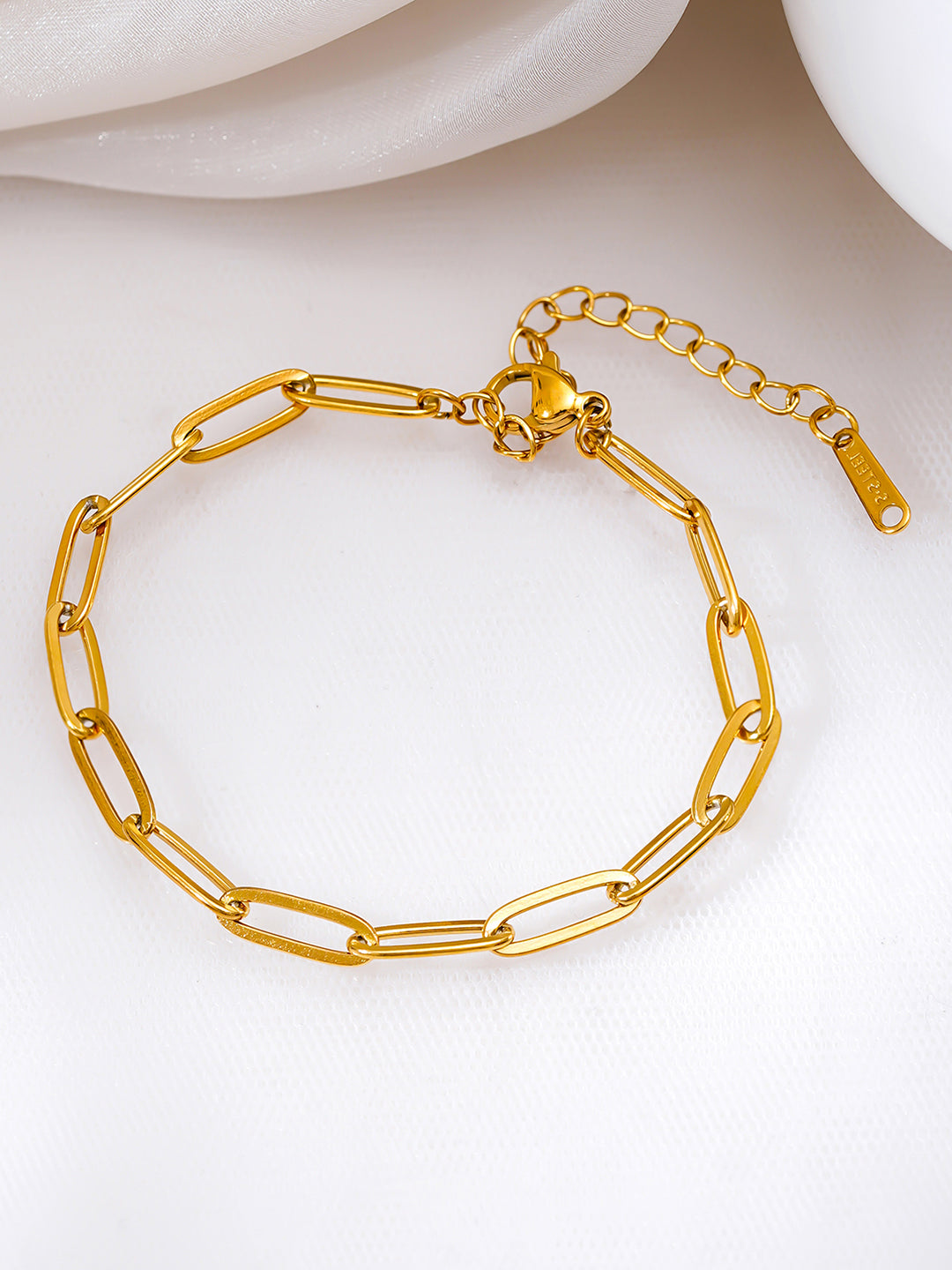 Demi Fine 18K Gold Plated Stainless steel Paperclip Link Chain Bracelet