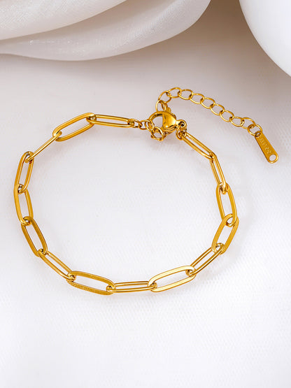 Demi Fine 18K Gold Plated Stainless steel Paperclip Link Chain Bracelet