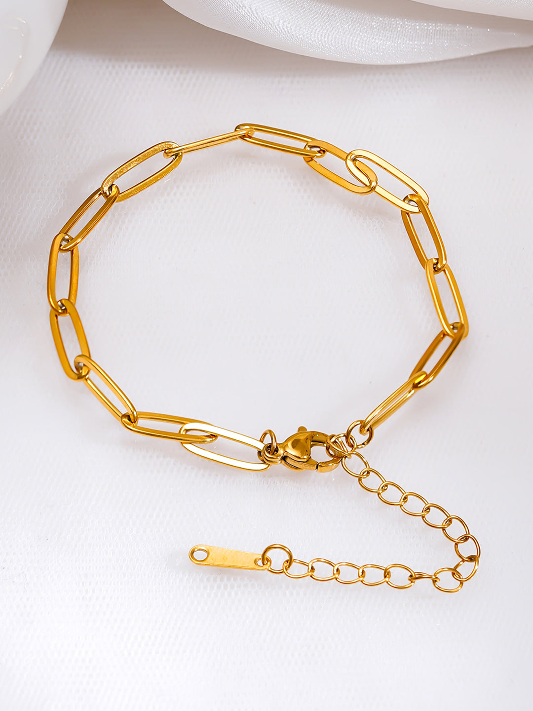 Demi Fine 18K Gold Plated Stainless steel Paperclip Link Chain Bracelet