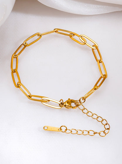 Demi Fine 18K Gold Plated Stainless steel Paperclip Link Chain Bracelet