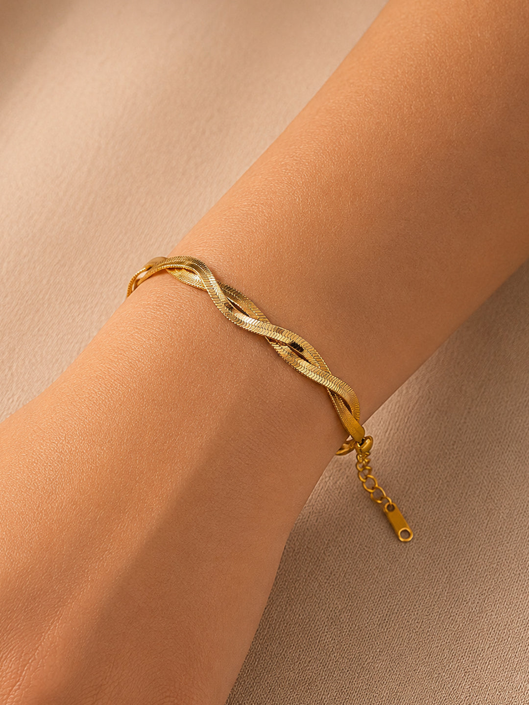 Demi Fine 18K Gold Plated Stainless steel Twisted Snake Chain Bracelet