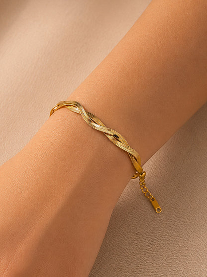 Demi Fine 18K Gold Plated Stainless steel Twisted Snake Chain Bracelet