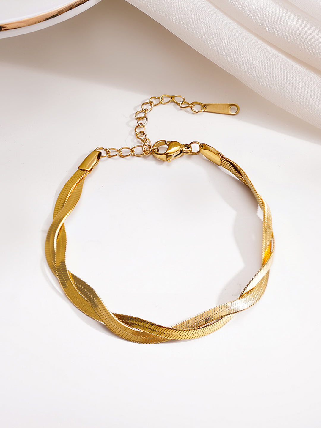 Demi Fine 18K Gold Plated Stainless steel Twisted Snake Chain Bracelet