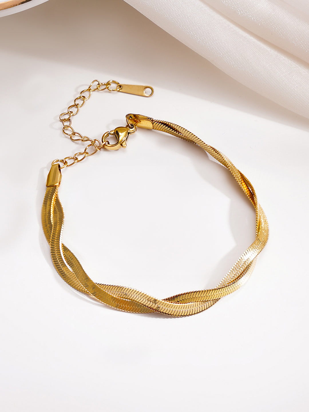 Demi Fine 18K Gold Plated Stainless steel Twisted Snake Chain Bracelet