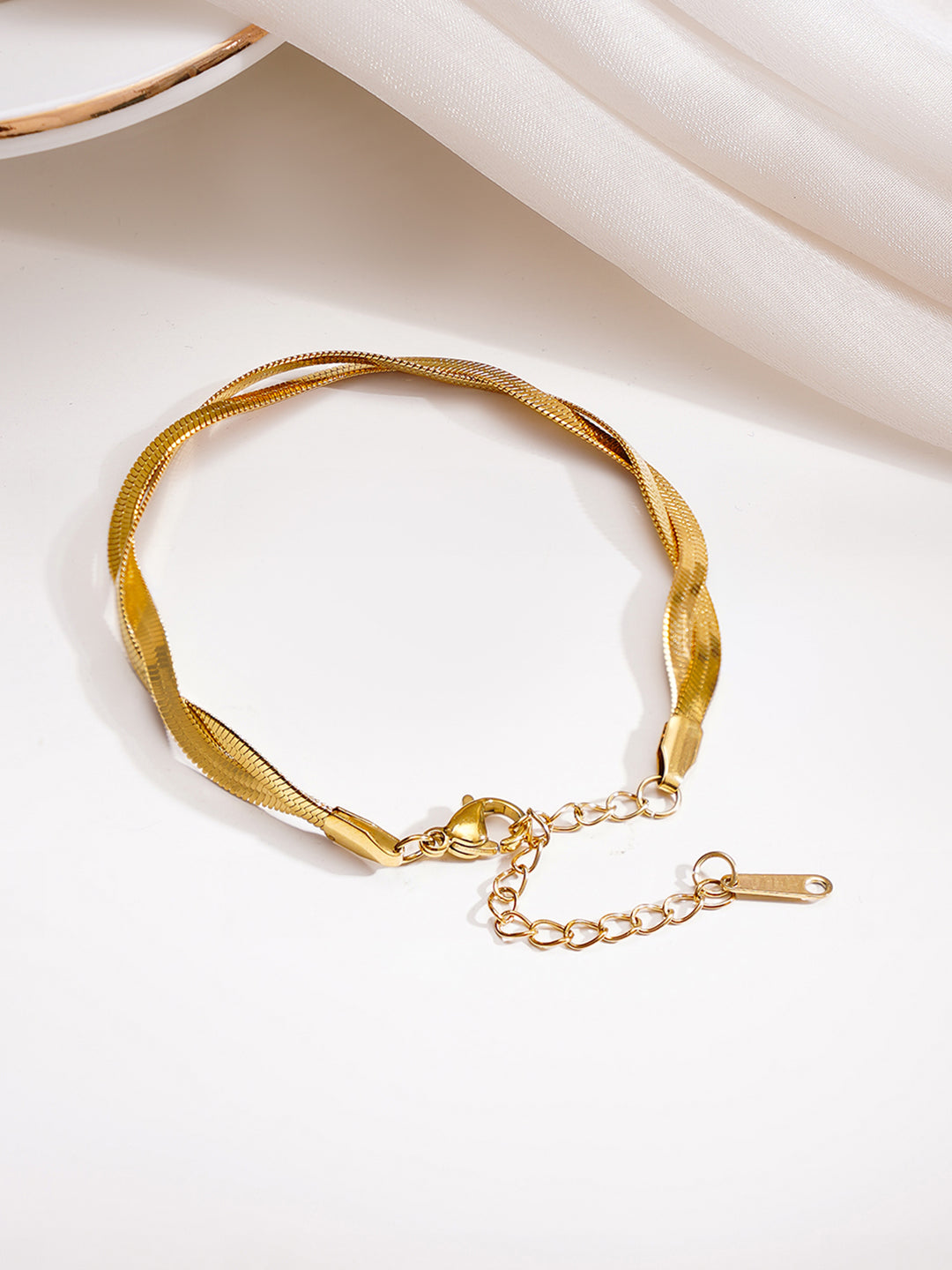 Demi Fine 18K Gold Plated Stainless steel Twisted Snake Chain Bracelet