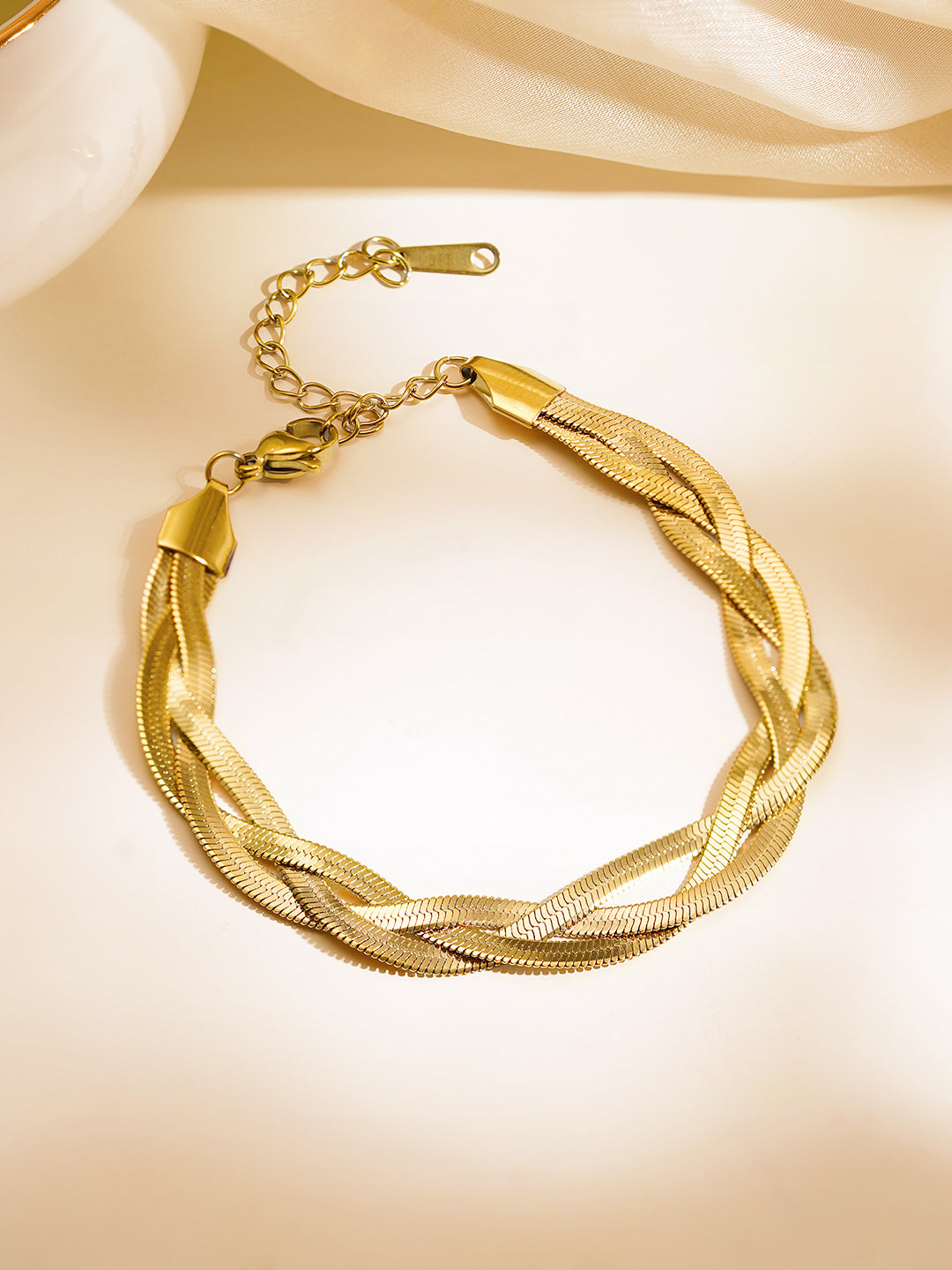Demi Fine 18K Gold Plated Stainless steel Twisted Snake Chain Bracelet