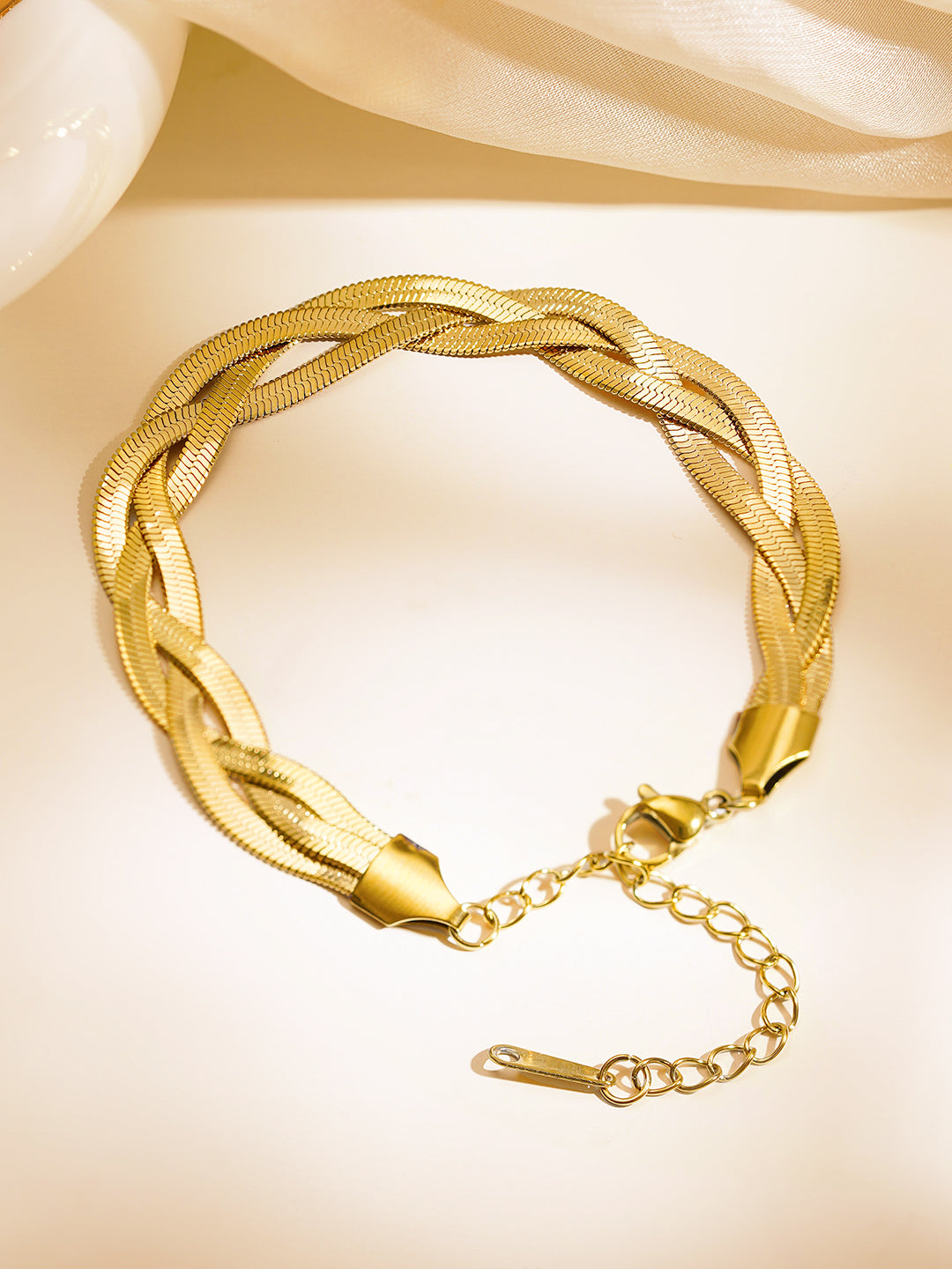 Demi Fine 18K Gold Plated Stainless steel Twisted Snake Chain Bracelet