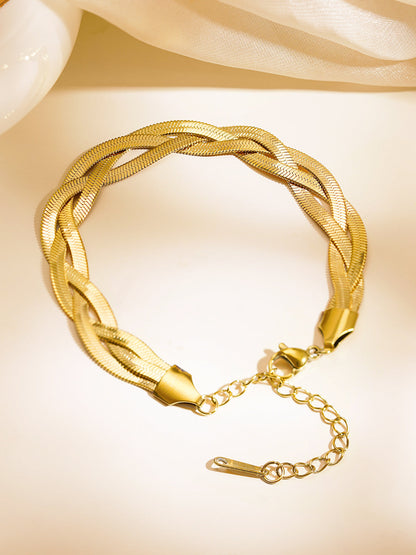 Demi Fine 18K Gold Plated Stainless steel Twisted Snake Chain Bracelet