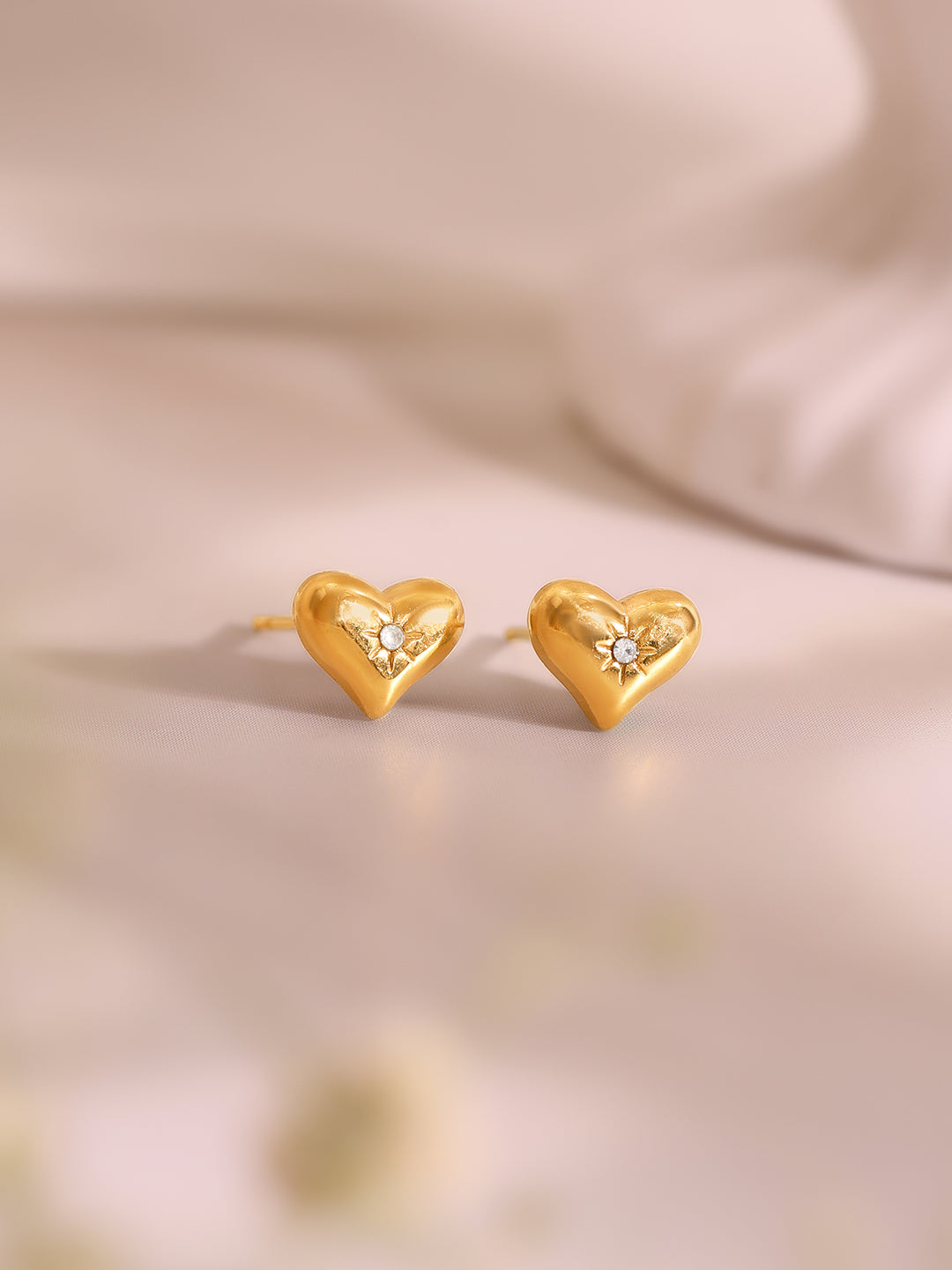 Demi Fine 18k Gold Plated Stainless Steel Heart Charm Bracelet &amp; Stud Earrings