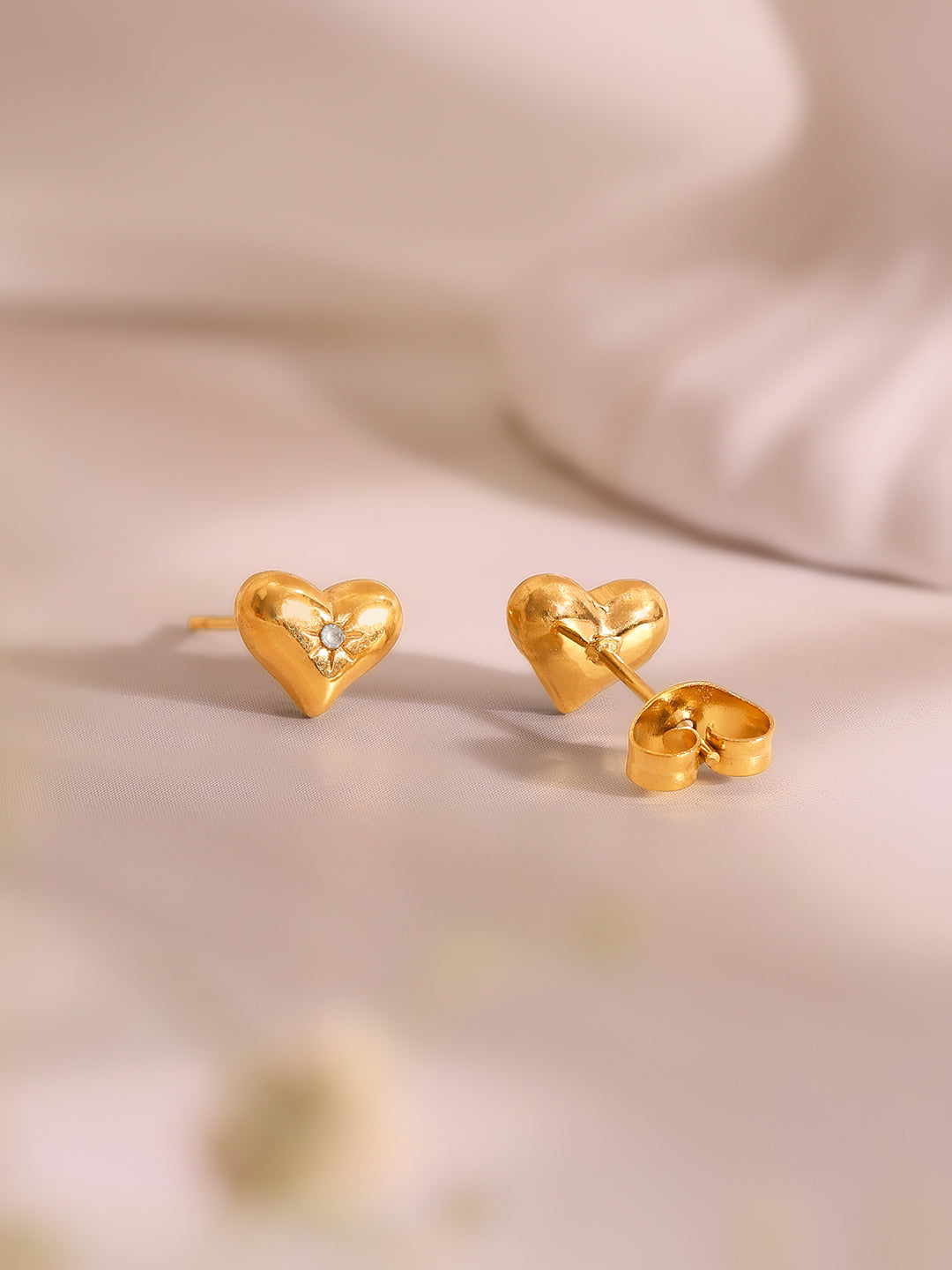 Demi Fine 18k Gold Plated Stainless Steel Heart Charm Bracelet &amp; Stud Earrings