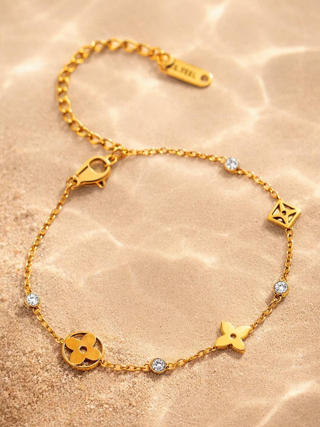 Demi Fine 18K Gold Plated Stainless steel Crystal Charm Chain Bracelet
