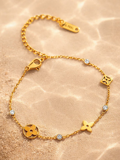 Demi Fine 18K Gold Plated Stainless steel Crystal Charm Chain Bracelet