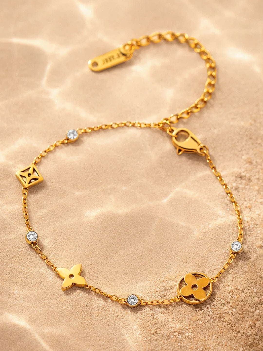 Demi Fine 18K Gold Plated Stainless steel Crystal Charm Chain Bracelet