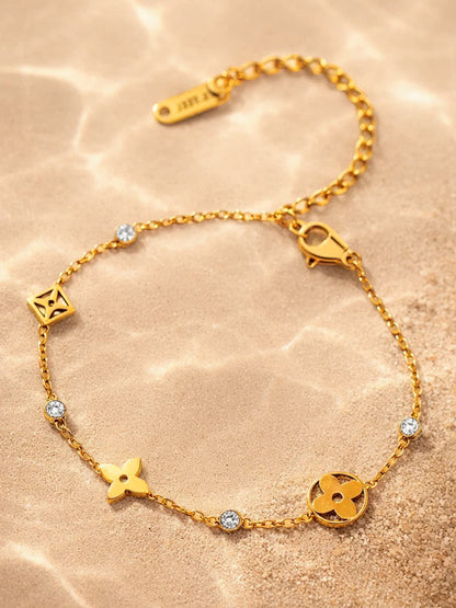 Demi Fine 18K Gold Plated Stainless steel Crystal Charm Chain Bracelet