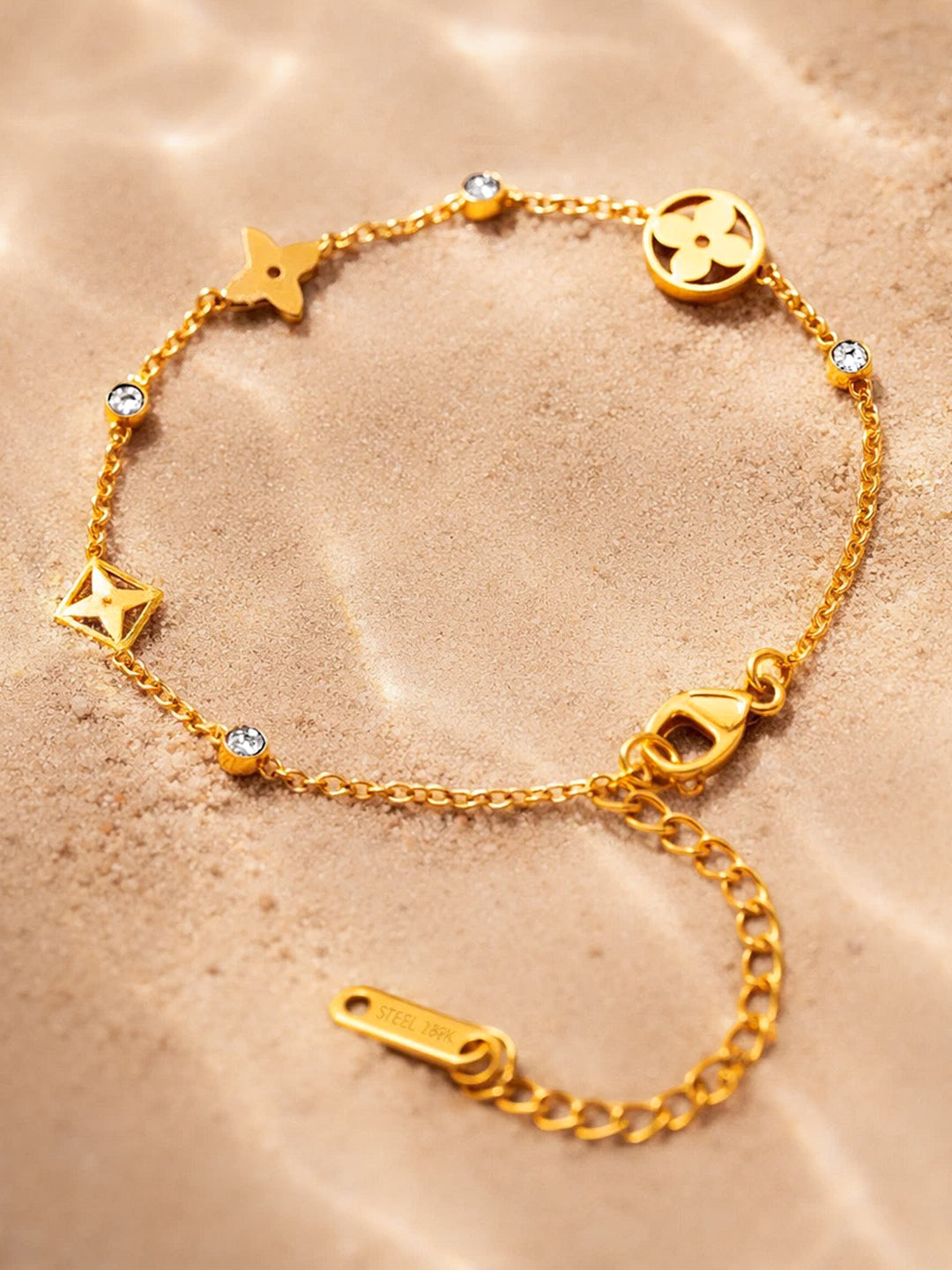 Demi Fine 18K Gold Plated Stainless steel Crystal Charm Chain Bracelet