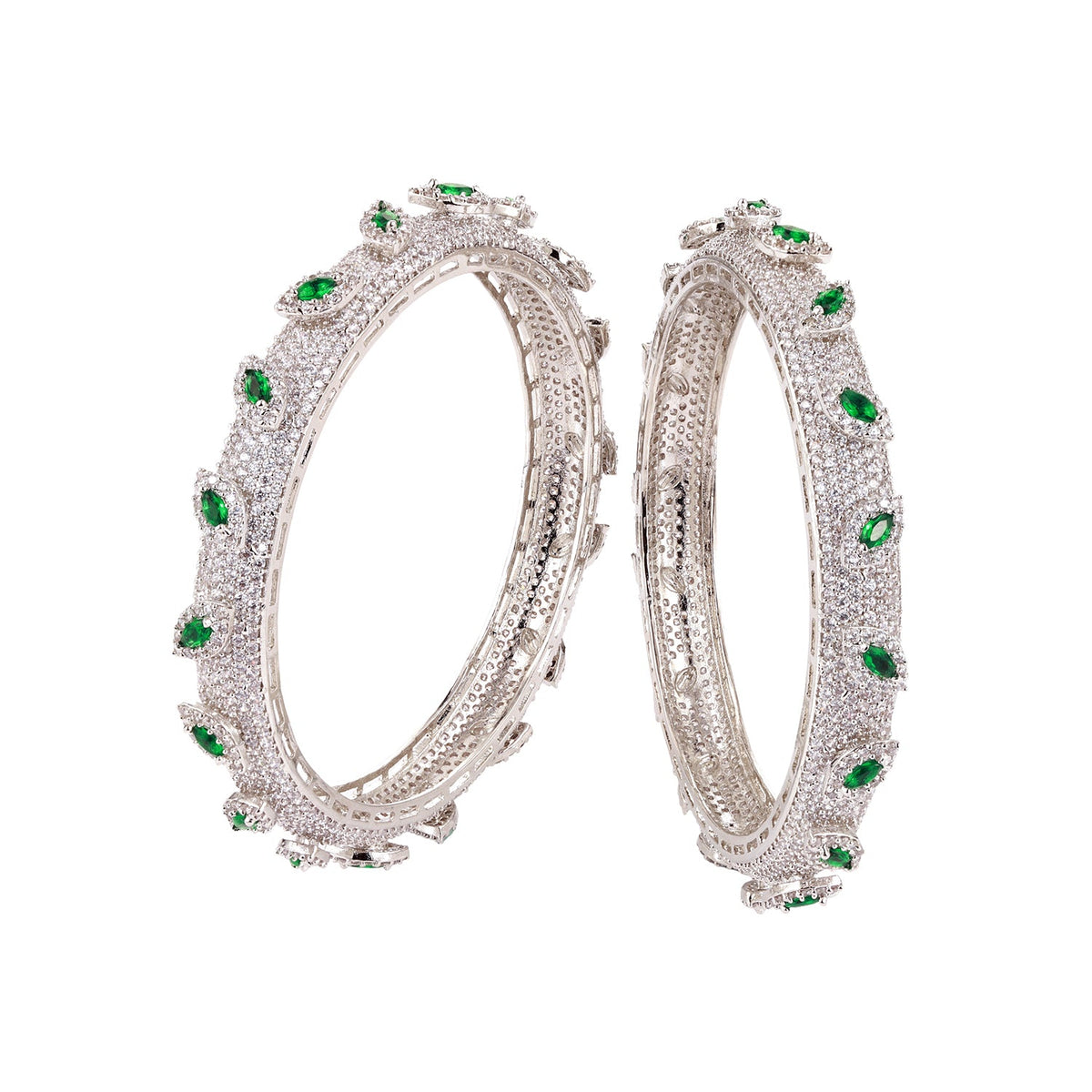 Sparkling Elegance Marquise White CZ White Rhodium Bangles