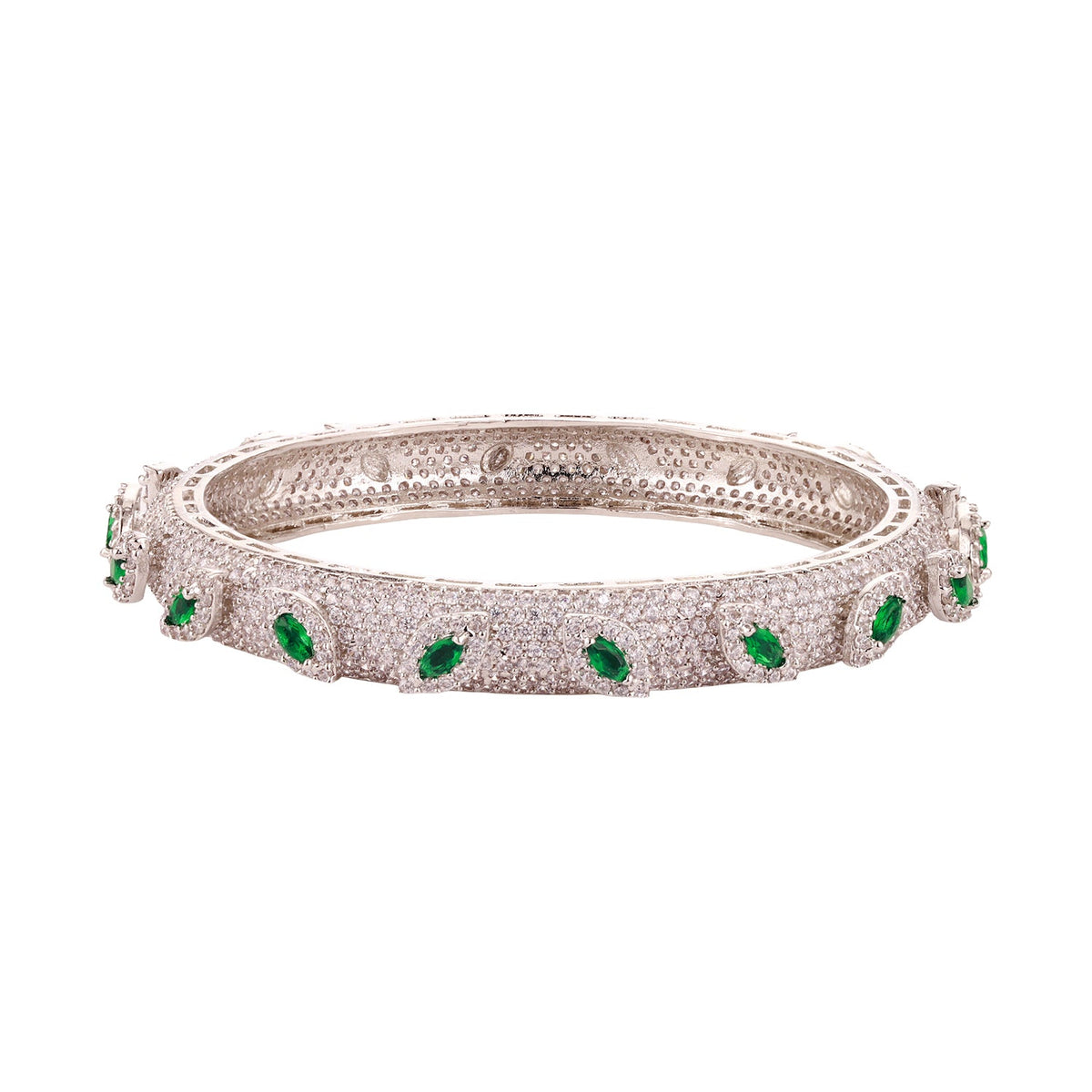 Sparkling Elegance Marquise White CZ White Rhodium Bangles