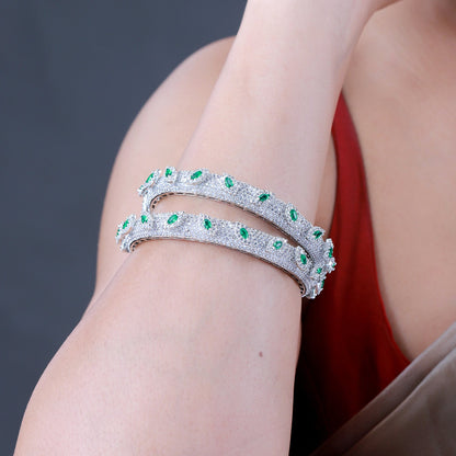 Sparkling Elegance Marquise White CZ White Rhodium Bangles