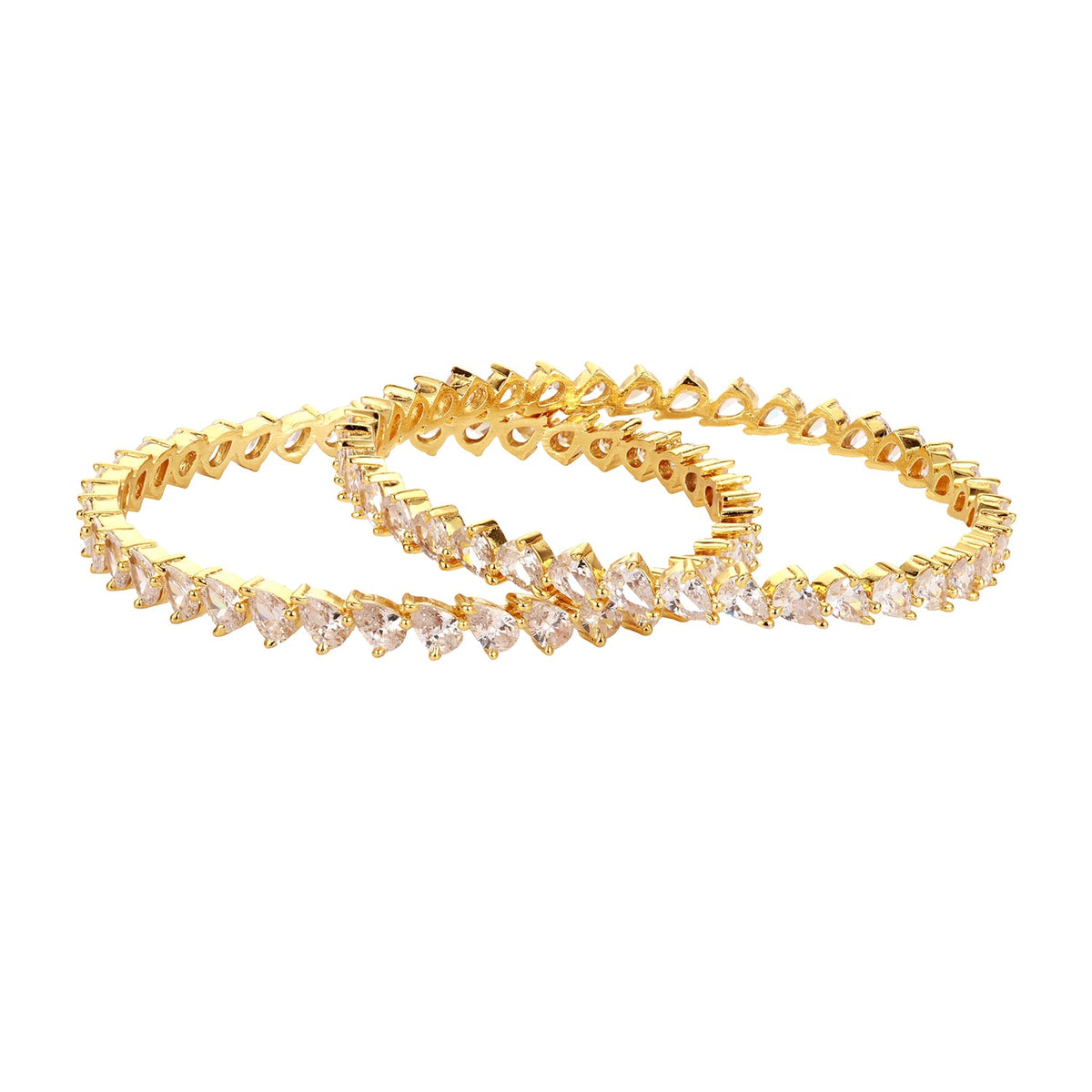 Sparkling Elegance White CZ Yellow Gold-Plated Bangles