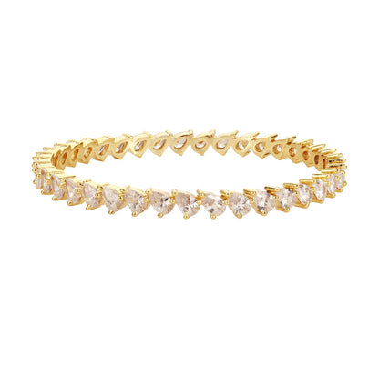 Sparkling Elegance White CZ Yellow Gold-Plated Bangles