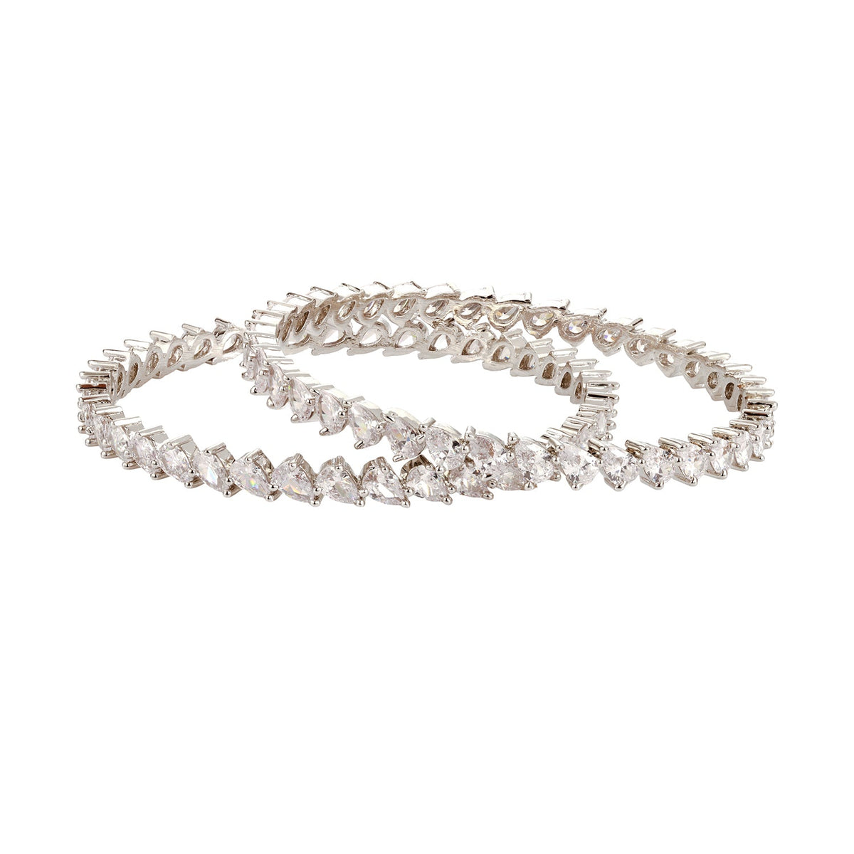 Sparkling Elegance White CZ White Rhodium-Plated Bangles