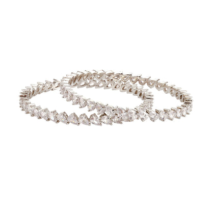 Sparkling Elegance White CZ White Rhodium-Plated Bangles