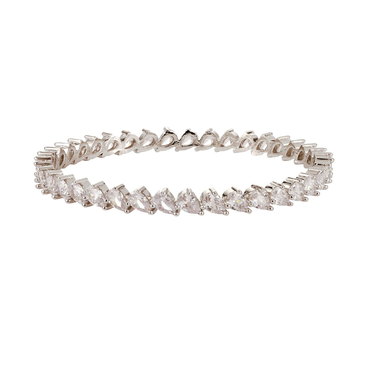 Sparkling Elegance White CZ White Rhodium-Plated Bangles