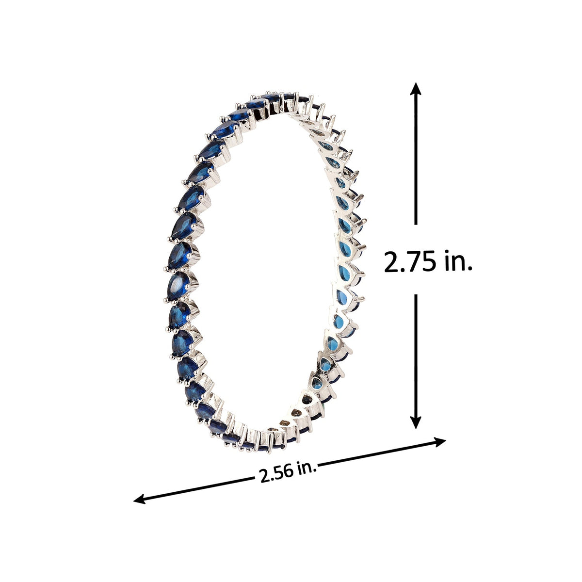 Sparkling Elegance Blue CZ White Rhodium-Plated Bangles