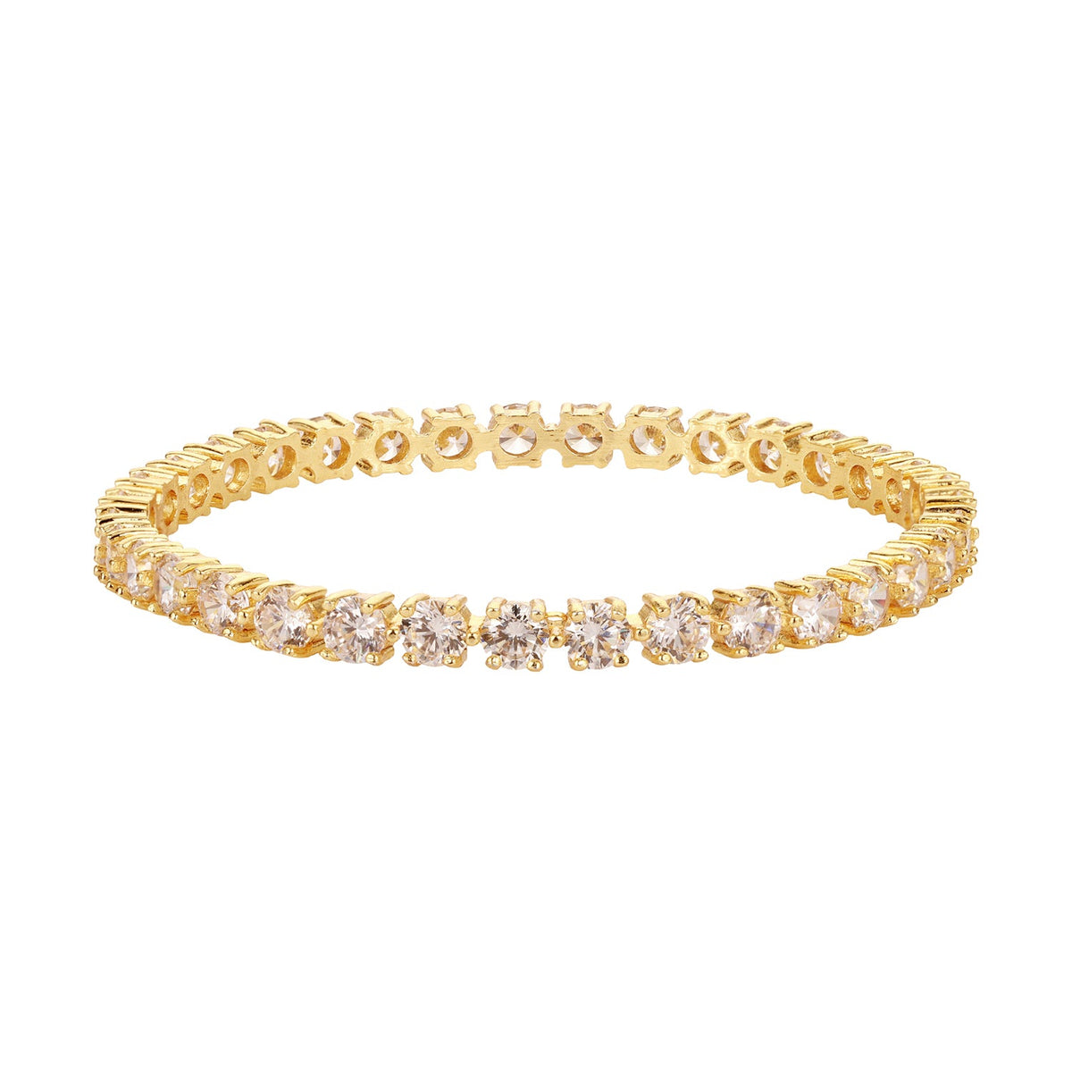 Sparkling Elegance Round White CZ Yellow Gold-Plated Bangles