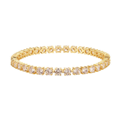 Sparkling Elegance Round White CZ Yellow Gold-Plated Bangles