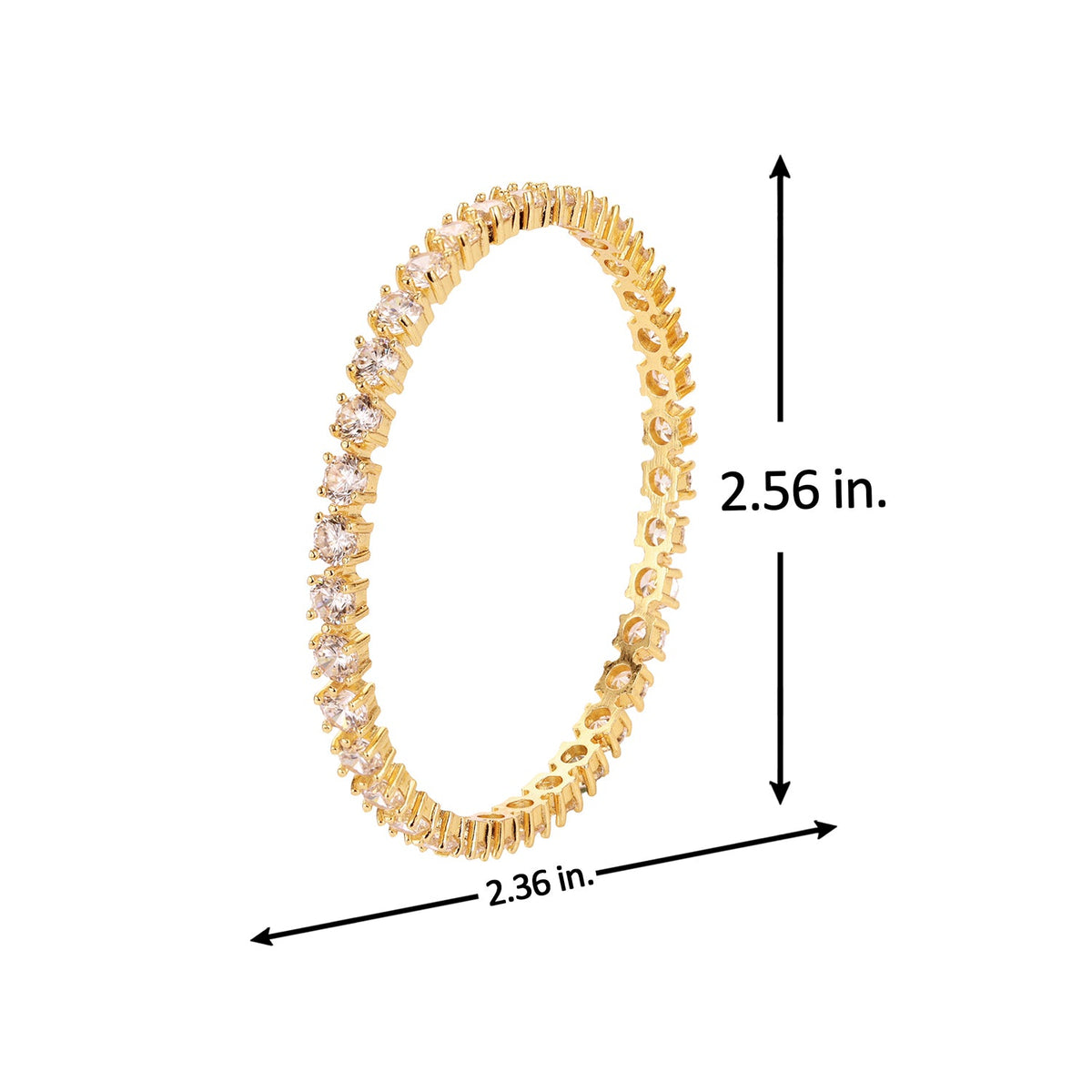 Sparkling Elegance Round White CZ Yellow Gold-Plated Bangles
