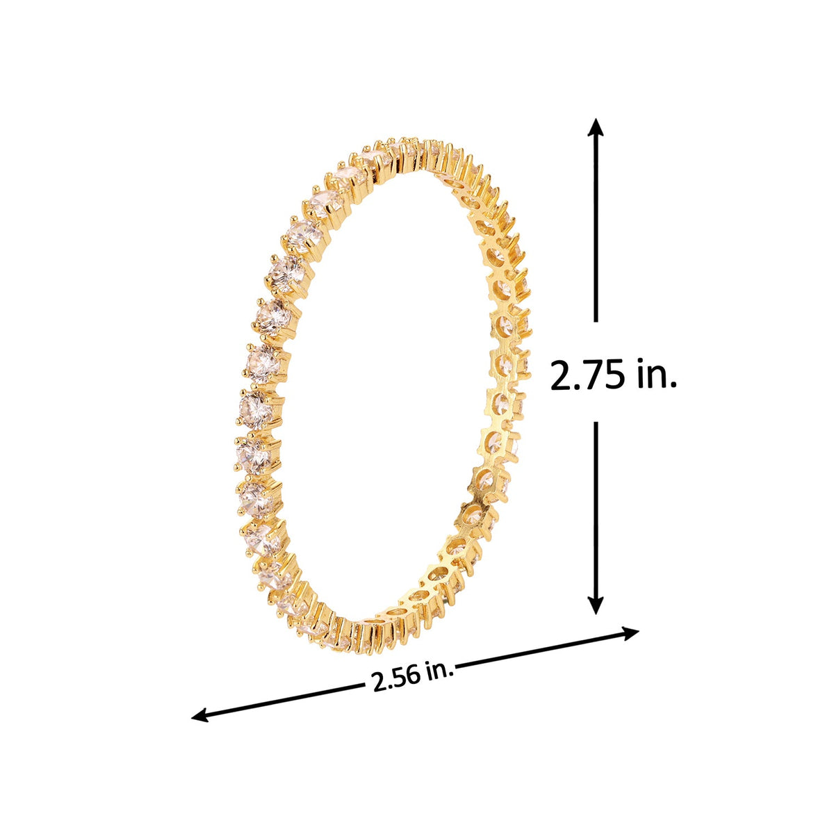 Sparkling Elegance Round White CZ Yellow Gold-Plated Bangles