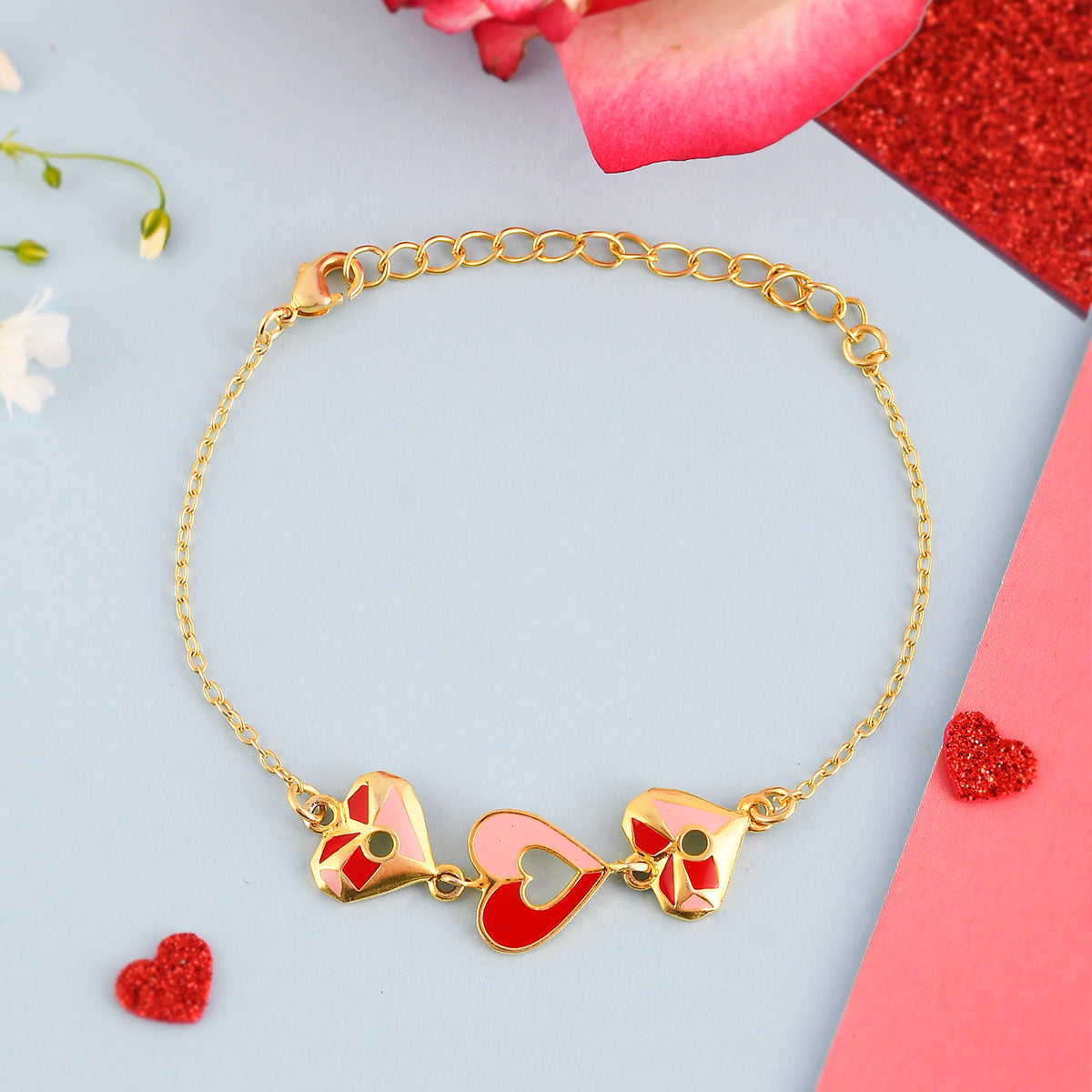 Split Enamelled Hearts Bracelet