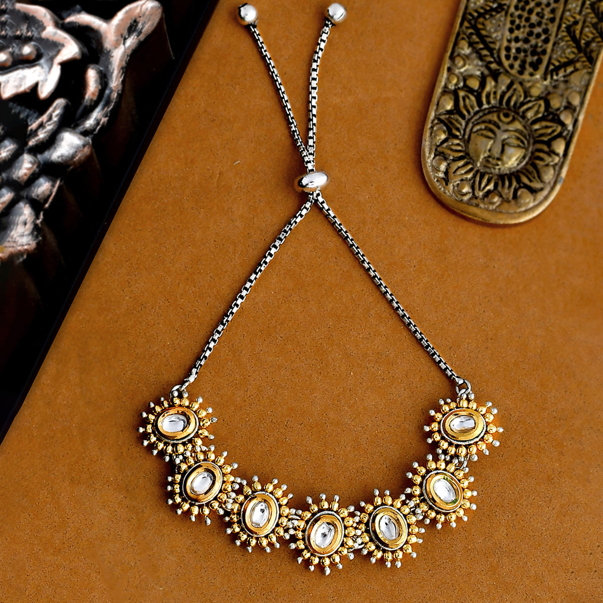Veerangana Pearls and Kundan Statement Bracelet